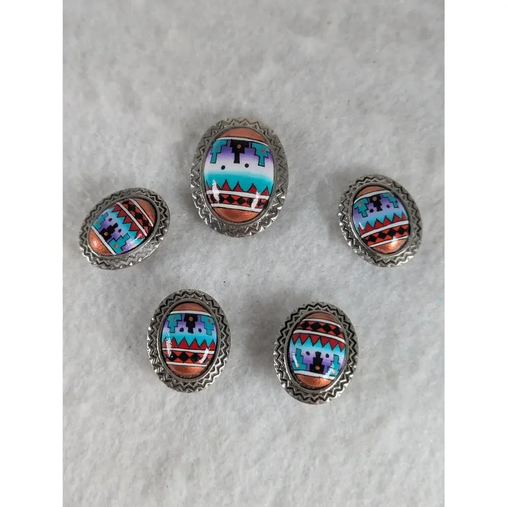 Vintage 5 oval buttoncovers South Western 1-1 1/2. 4-1
